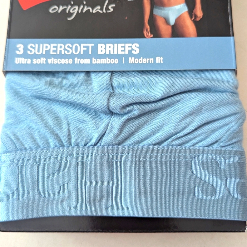 Hanes Premium Super Soft Boxer Briefs 3 Pack New In Box Black & Blue Size XL - Picture 3 of 7